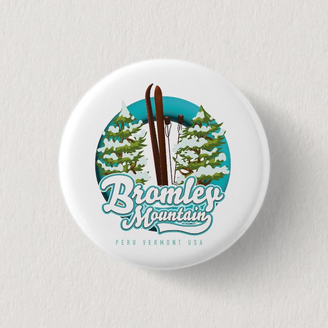 Chapa Redonda De 2,5 Cm Bromley Mountain Peru Vermont US Ski logo Trucker (Anverso)