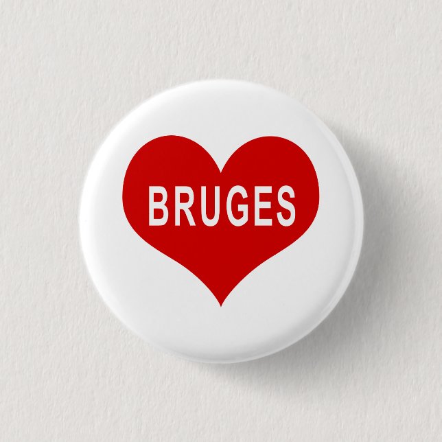 Chapa Redonda De 2,5 Cm BRUGES Red Love Heart (Anverso)