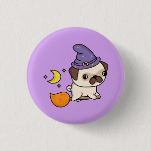 Chapa Redonda De 2,5 Cm Bruja de Halloween Perro