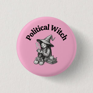 Chapa Redonda De 2,5 Cm Bruja Feminista Anti Trump Político Caprichoso Ros