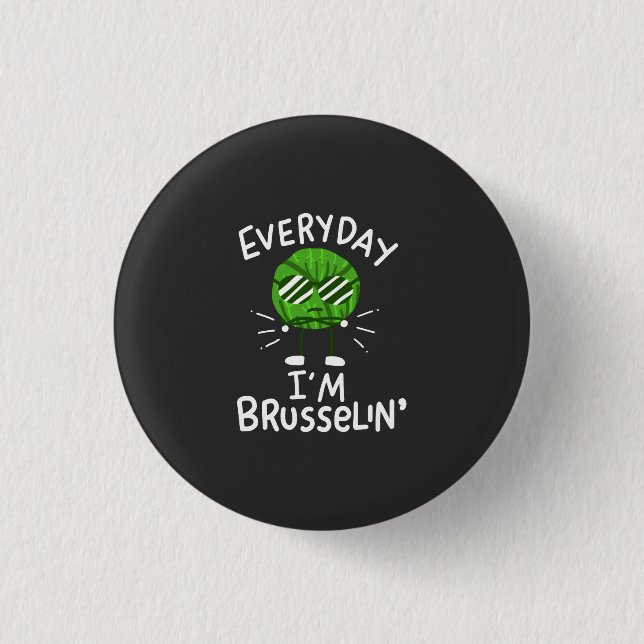 Chapa Redonda De 2,5 Cm Bruselas divertidas veganas (Anverso)