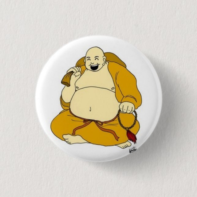 Chapa Redonda De 2,5 Cm buddha riéndose (Anverso)