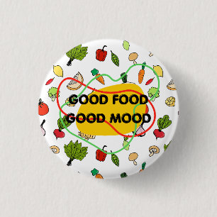Chapa Redonda De 2,5 Cm Buena comida, diseño de Buen Humor, comida diverti