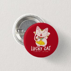 Chapa Redonda De 2,5 Cm Buena suerte encanto gato afortunado Maneki Neko