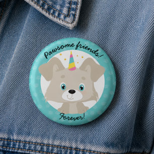 Chapa Redonda De 2,5 Cm Buenos amigos por siempre cumpleaños de Unicornio