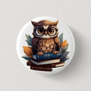 Chapa Redonda De 2,5 Cm Búho con libros