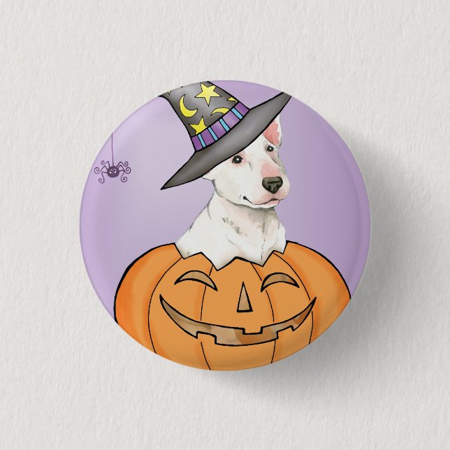 Chapa Redonda De 2,5 Cm Bull Terrier Halloween (Anverso)