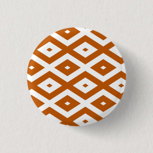 Chapa Redonda De 2,5 Cm Burnt orange and white diamond pattern