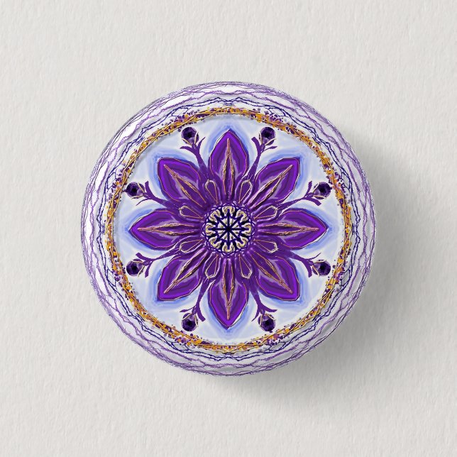 Chapa Redonda De 2,5 Cm Button Mandala 10 “azul de rey " (Anverso)