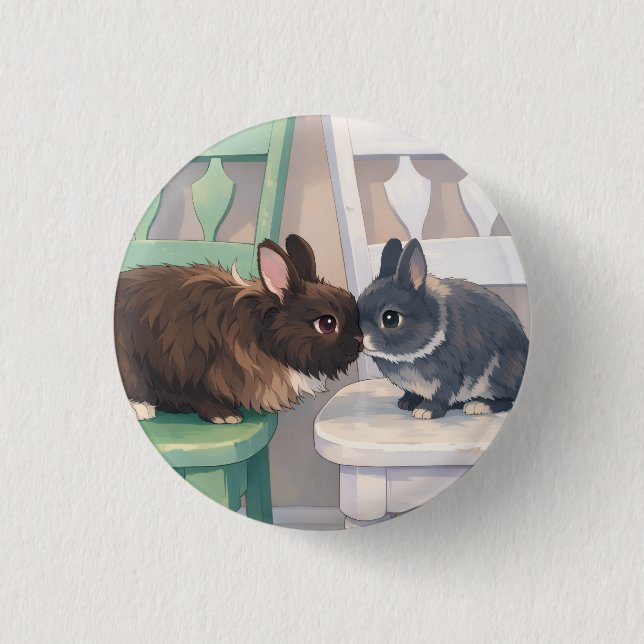 Chapa Redonda De 2,5 Cm  Button - Two Rabbits (Anverso)