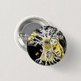 Chapa Redonda De 2,5 Cm Button – Urban Tree Owl & Wealth Surreal Pop-Art 
