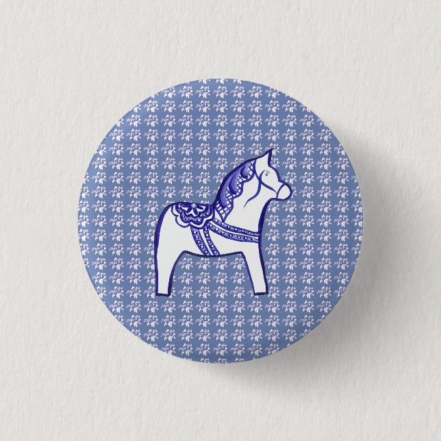 Chapa Redonda De 2,5 Cm Caballo azul y blanco (Anverso)
