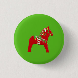 Chapa Redonda De 2,5 Cm Caballo Dala en rojo y verde