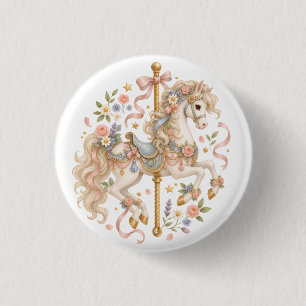 Chapa Redonda De 2,5 Cm Caballo de carrusel elegante cuento de hadas franc