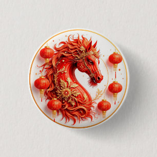 Chapa Redonda De 2,5 Cm Caballo de Fuego Rojo - Diseño de la celebración d