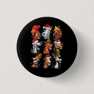 Chapa Redonda De 2,5 Cm Caballo de raza dulce Feliz Navidad Navidad Caball