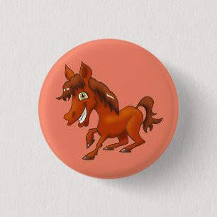 Chapa Redonda De 2,5 Cm Caballo personalizado sonriente