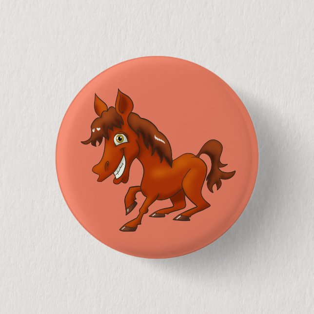 Chapa Redonda De 2,5 Cm Caballo personalizado sonriente (Anverso)