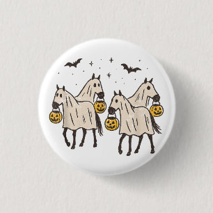 Chapa Redonda De 2,5 Cm Caballos Fantasmas Lindos Halloween Truco o Trato