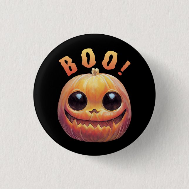 Chapa Redonda De 2,5 Cm Cabeza de calabaza de Halloween rindiendo boo (Anverso)