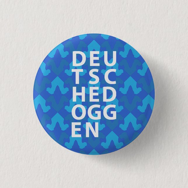 Chapa Redonda De 2,5 Cm Cabeza de Doggen Azul (Anverso)