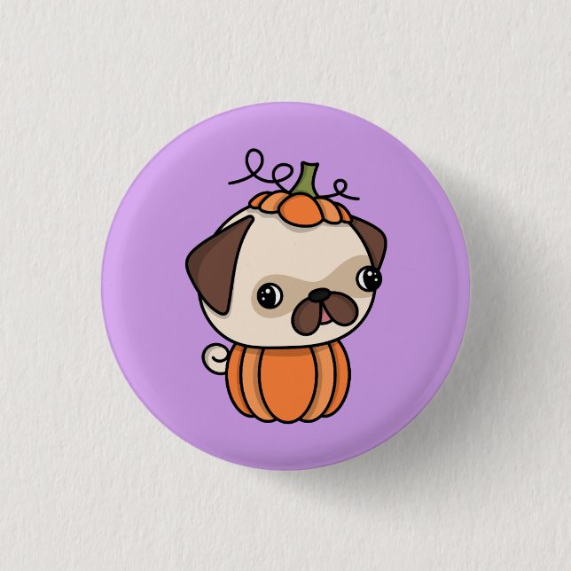 Chapa Redonda De 2,5 Cm Cachorro de Calabaza (Anverso)