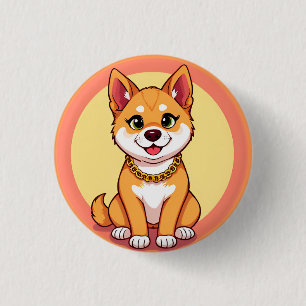 Chapa Redonda De 2,5 Cm Cachorro de dibujos animados adorable