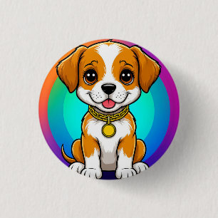 Chapa Redonda De 2,5 Cm Cachorro de dibujos animados adorable