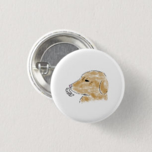 Chapa Redonda De 2,5 Cm Cachorro de Golden Retriever Jugando Con Fantasma