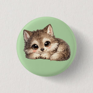 Chapa Redonda De 2,5 Cm Cachorro de lobo lindo con grandes ojos Animales d