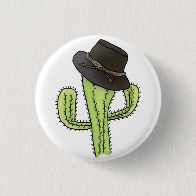 Chapa Redonda De 2,5 Cm Cactus con sombrero (Anverso)