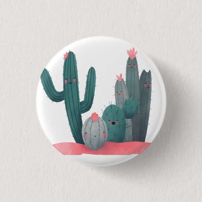 Chapa Redonda De 2,5 Cm Cactus lindo (Anverso)