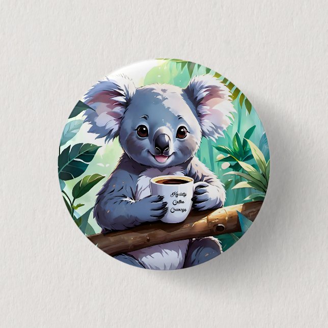 Chapa Redonda De 2,5 Cm Café Cozy Jungle Koala (Anverso)