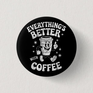 Chapa Redonda De 2,5 Cm Café divertido retro vintage para hombres o mujere