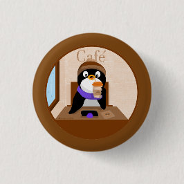 Chapa Redonda De 2,5 Cm Cafe Penguin