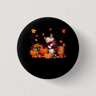 Chapa Redonda De 2,5 Cm Calabaza de gato lindo Spice Cat Lover otoño graci