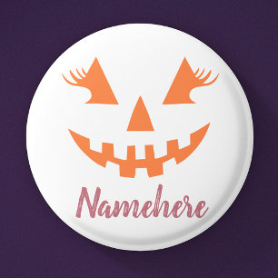 Chapa Redonda De 2,5 Cm Calabaza de Halloween personalizada femenina Jack