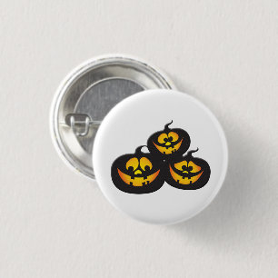 Chapa Redonda De 2,5 Cm Calabazas de Halloween con expresiones divertidas