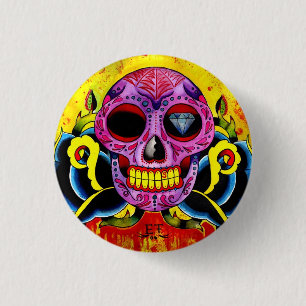 Chapa Redonda De 2,5 Cm Calavera