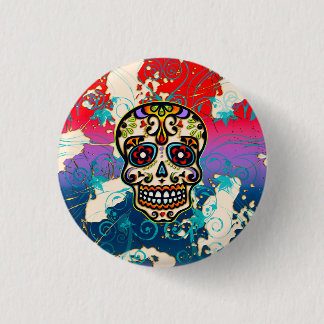 Chapa Redonda De 2,5 Cm Calavera de azúcar mexicana, Día de los Muertos, o