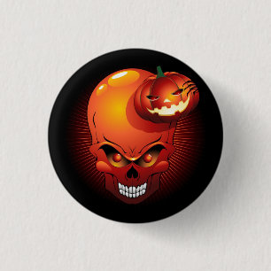 Chapa Redonda De 2,5 Cm Calavera de Halloween y calabaza
