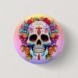 Chapa Redonda De 2,5 Cm Calavera en flor