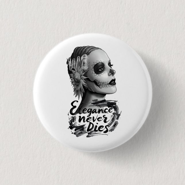 Chapa Redonda De 2,5 Cm Calavera monocroma (Anverso)