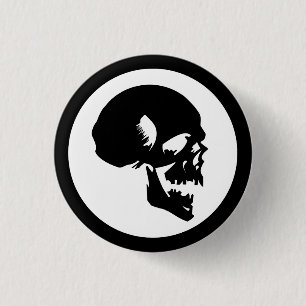 Chapa Redonda De 2,5 Cm Calavera negra