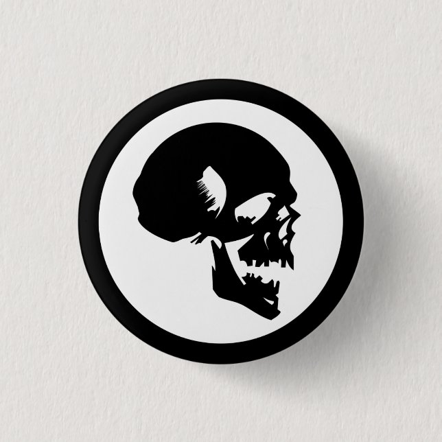 Chapa Redonda De 2,5 Cm Calavera negra (Anverso)