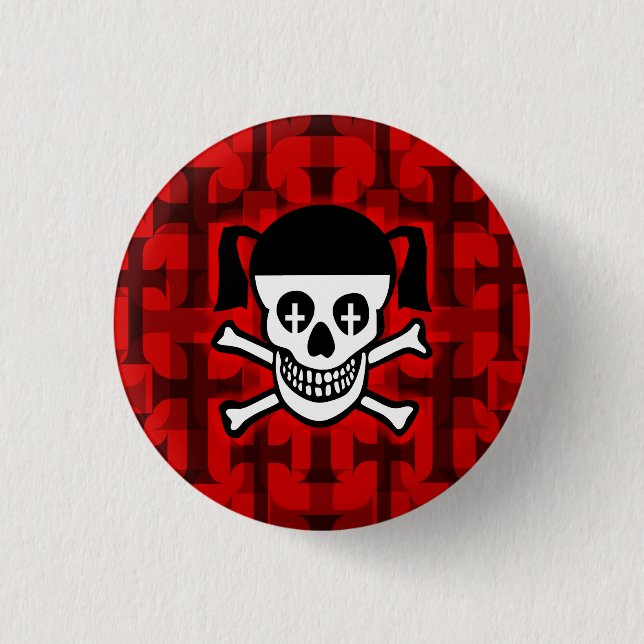 Chapa Redonda De 2,5 Cm Calavera y cruces Chica de gótico (Anverso)