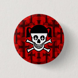 Chapa Redonda De 2,5 Cm Calavera y cruces Chica de gótico