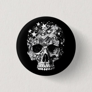 Chapa Redonda De 2,5 Cm Calavera y estrellas IV