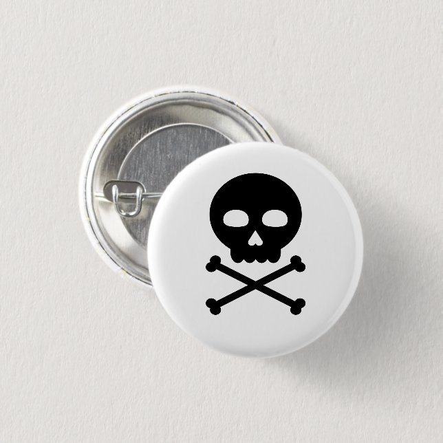 Chapa Redonda De 2,5 Cm Calavera y huesos (Anverso y reverso)