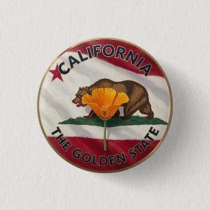 Chapa Redonda De 2,5 Cm California Estado Dorado ✦ Orgullo de la Costa Oes